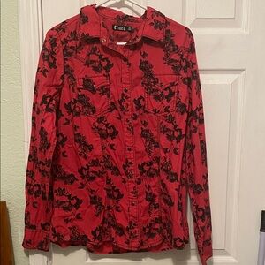 Cruel Girl Red Shirt with Black Floral Print